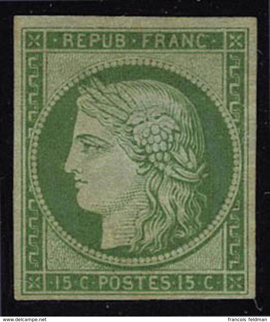 Neuf Avec Charnière N° 2e, 15c Vert Vif Clair, Réimpression T.B. - Other & Unclassified