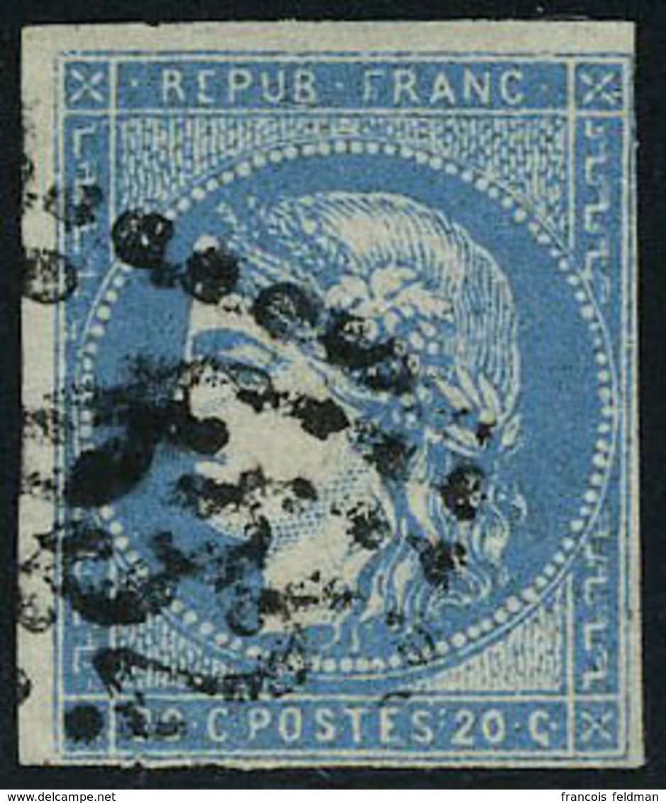 Oblitéré N° 44A, 20c Bleu Report 1, 1er Choix Signé Brun - Altri & Non Classificati