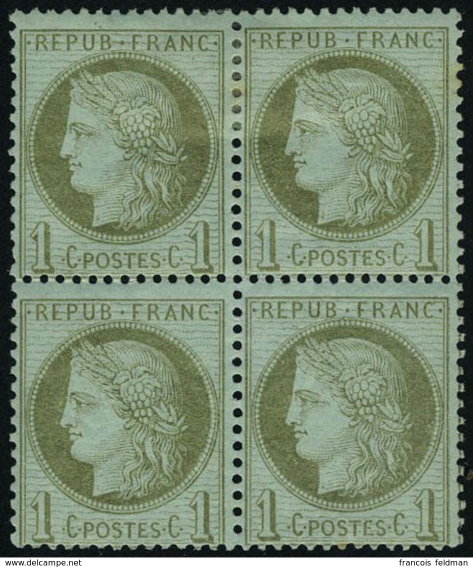 Neuf Avec Charnière N° 50, 1c Vert Olive Bloc De 4 Dont 2ex Neufs ** T.B. - Sonstige & Ohne Zuordnung