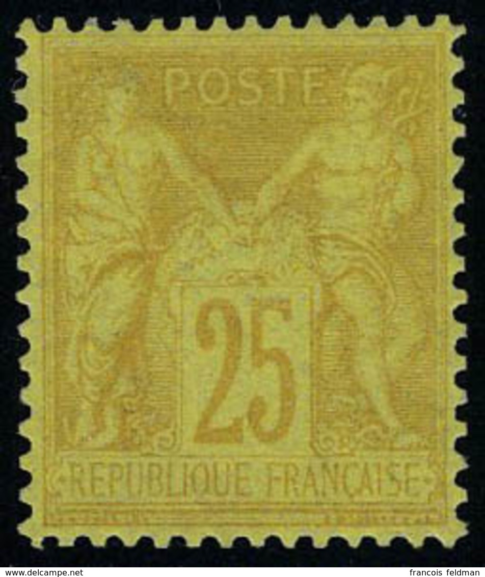 Neuf Avec Charnière N° 92, 25c Bistre Sur Jaune, Bien Centré, Cl, T.B. - Altri & Non Classificati