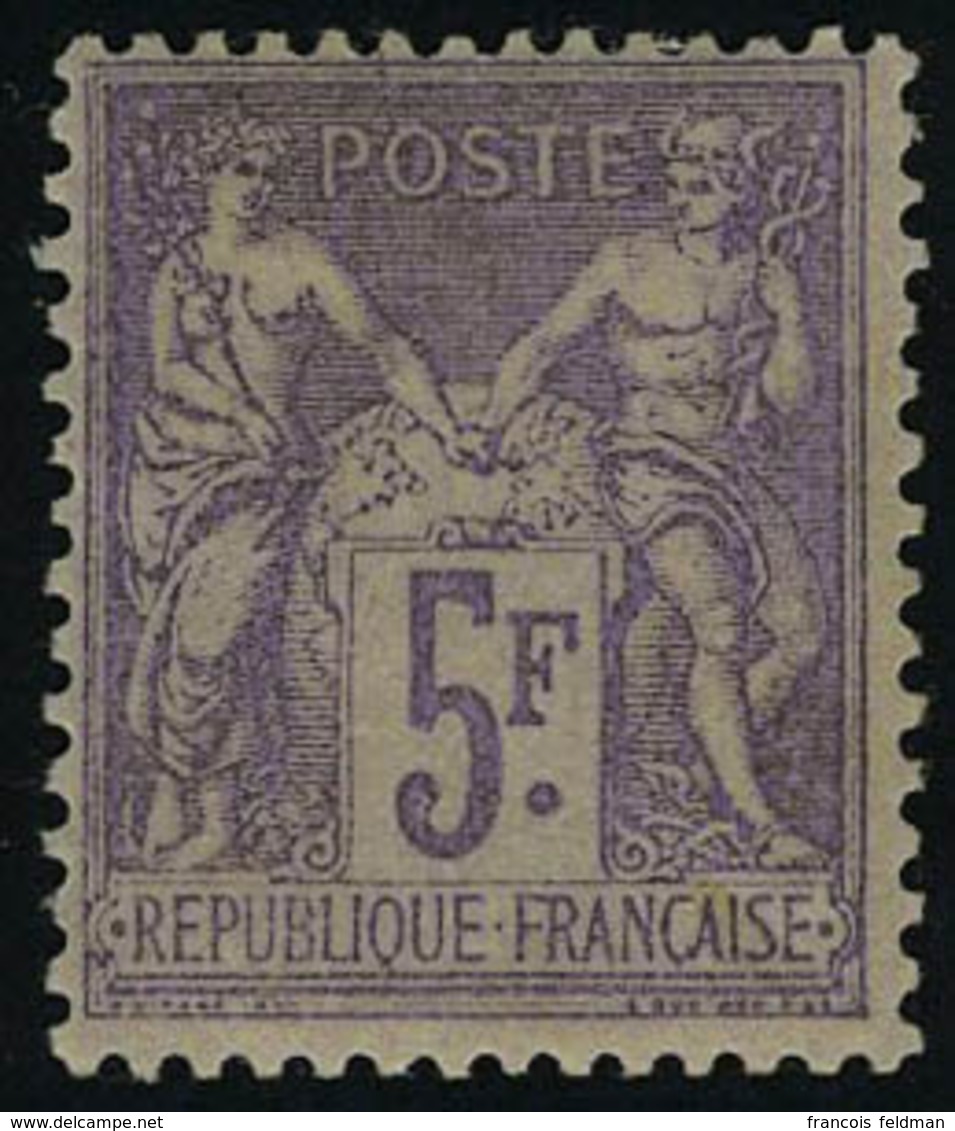 Neuf Avec Charnière N° 95, 5f Violet Sur Lilas, T.B. Signé A Brun - Sonstige & Ohne Zuordnung