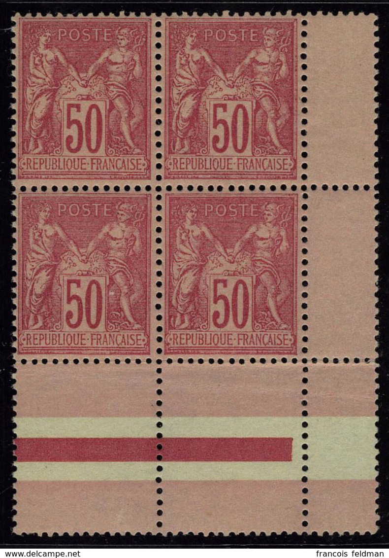 Neuf Sans Charnière N° 98, 50c Rose, Bloc De 4, Cdf, Centrage Parfait, Pièce De Luxe. - Altri & Non Classificati