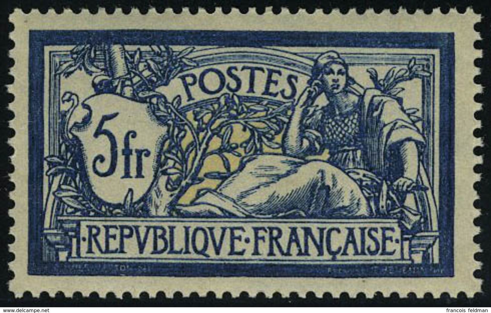 Neuf Sans Charnière N° 123, 5f Bleu Foncé Et Chamois, Excellent Centrage, T.B. - Sonstige & Ohne Zuordnung