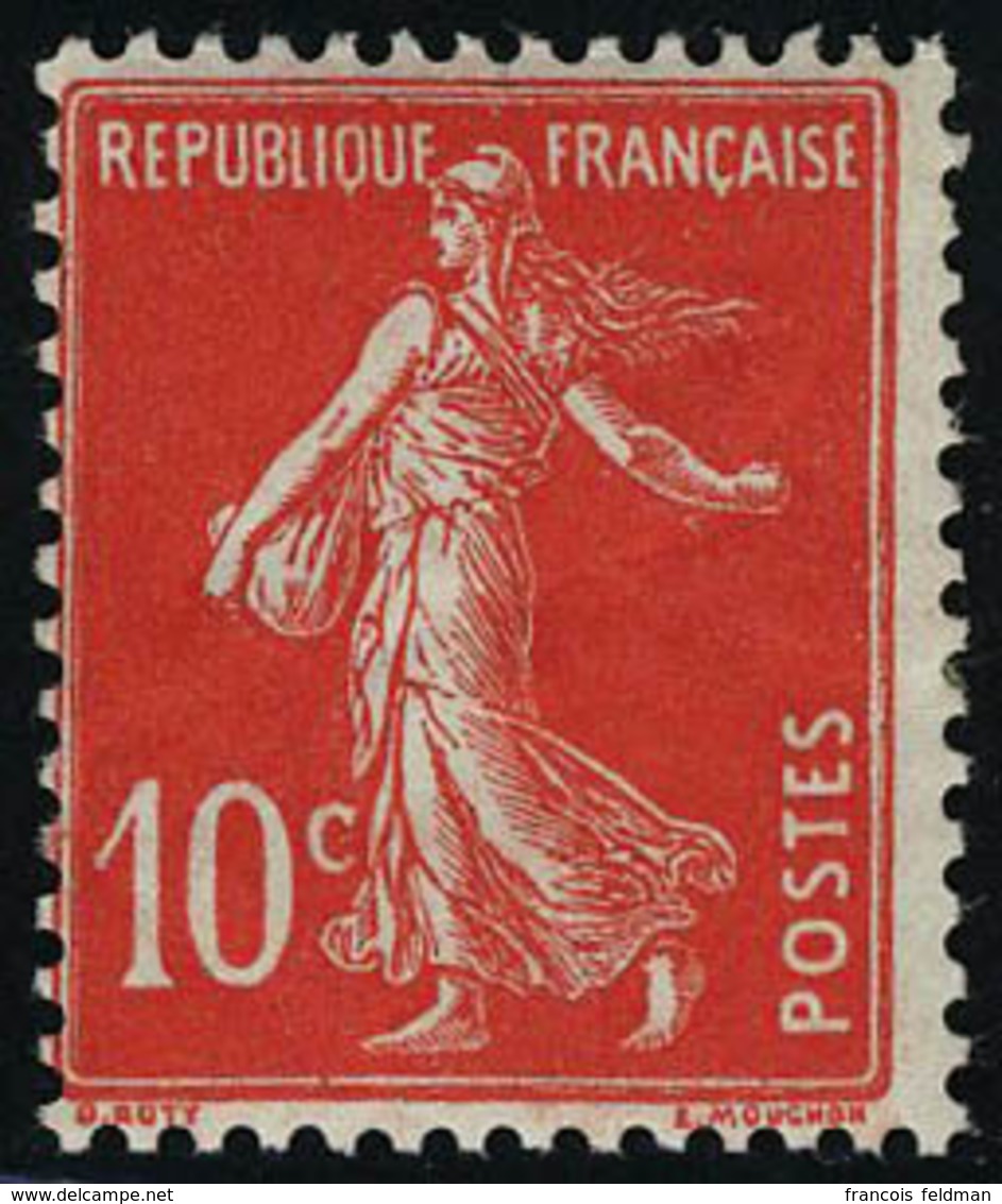 Neuf Sans Charnière N° 138c, 10c Semeuse écarlate, Infime Froissure De Gomme Sinon T.B. - Sonstige & Ohne Zuordnung