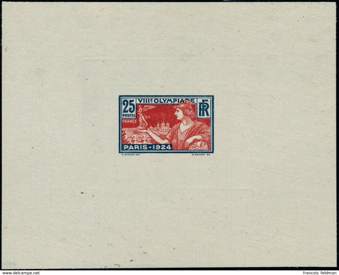 N°184. 25c Jeux Olympiques De Paris 1924. Epreuve En Bleu Et Rouge. T.B. - Sonstige & Ohne Zuordnung