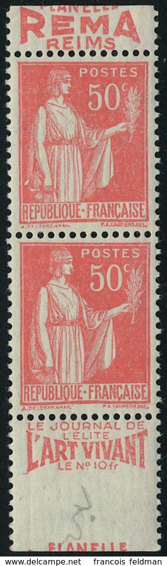 Neuf Sans Charnière N° 283a, 50c Paix Rose Rouge, Type I Avec Bandelette Pub 8 Blocs De 4 + 28 Ex Isolés Ou En Paires Ou - Sonstige & Ohne Zuordnung