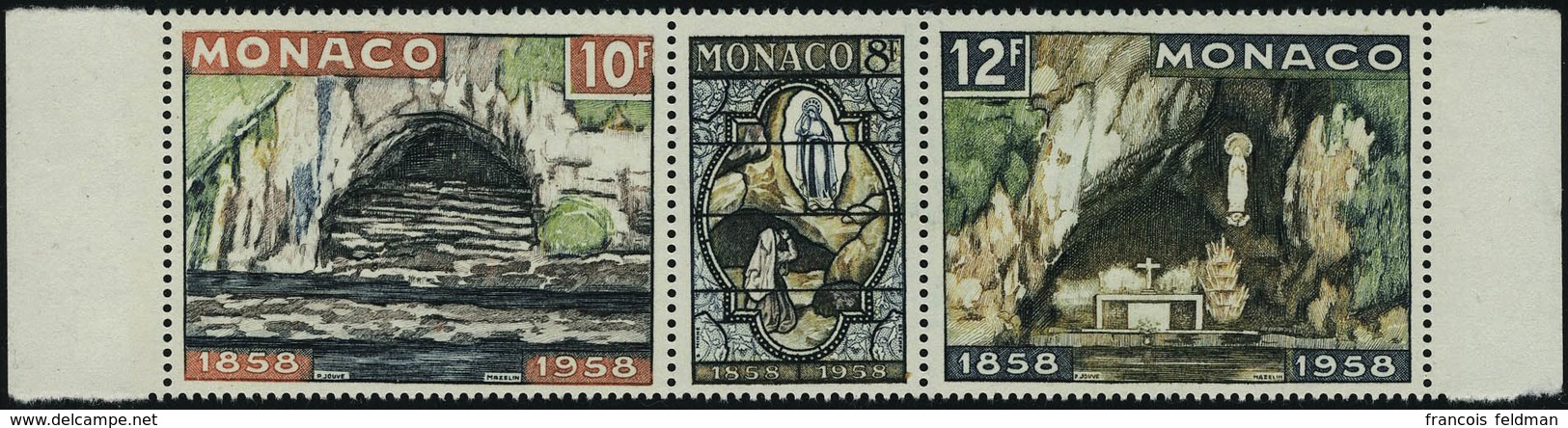 Neuf Sans Charnière N° 496/98, Le Triptyque Lourdes Avec Grotte Mordorée, Bdf, T.B. Maury 521A - Altri & Non Classificati