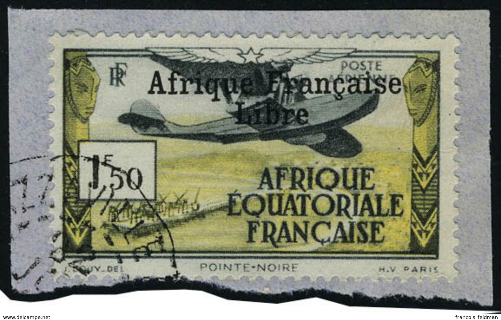 Fragment N° 14, 1f50 Afrique Française Libre Obl Sur Petit Frgt  T.B. Signé JF Brun - Altri & Non Classificati