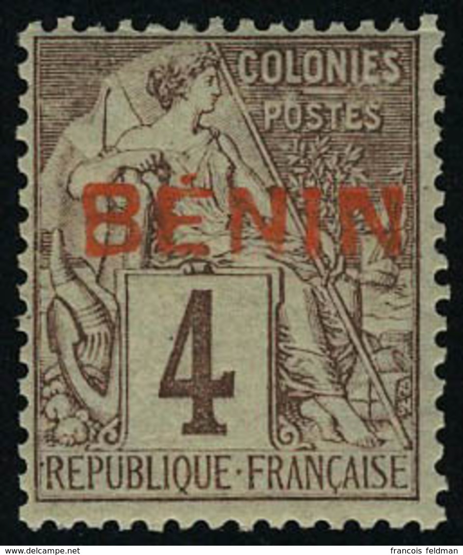 Neuf Sans Charnière N° 3, 4c  Lilas Brun Sur Gris, Surcharge Rouge Type IV Non émis, T.B. Signé Calves - Autres & Non Classés