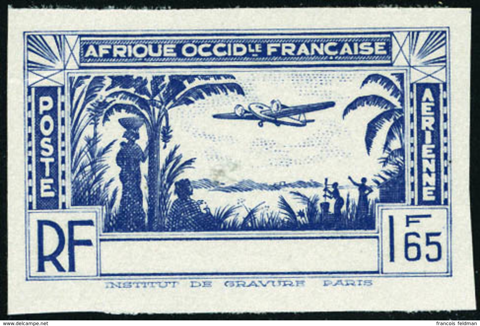 Neuf Sans Gomme N° 1a, Type PA De 1940, 1f65 Bleu, Valeur Non émise, Sans La Légende Côte D'Ivoire, Non Dentelé, T.B. - Sonstige & Ohne Zuordnung