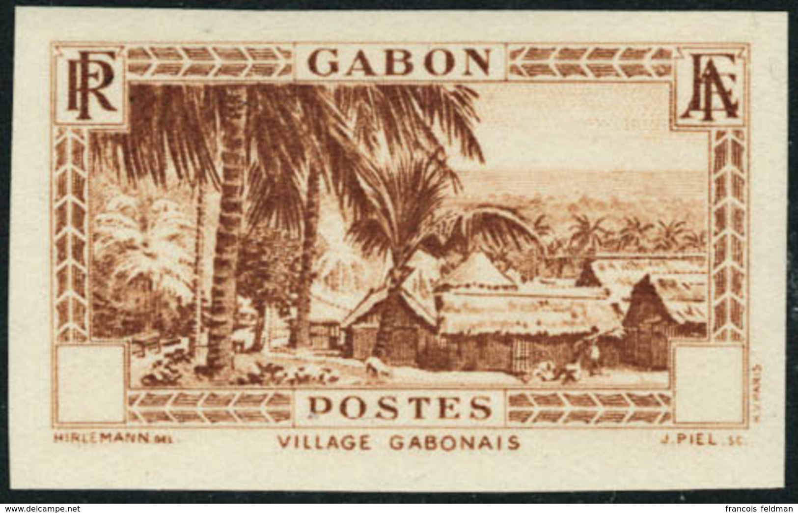 Neuf Sans Charnière Type Village Gabonais Brun-jaune. Sans Valeur Dans Le Cartouche. Non Dent. T.B. - Altri & Non Classificati