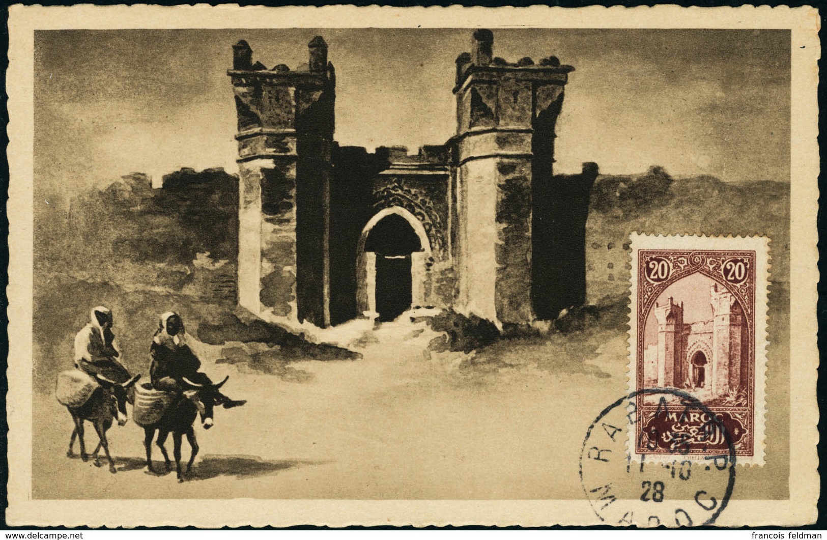 Lettre N°104. 20c Brun Rouge. Porte De Chella, Sur C.M. CàD Rabat 11.10.28. T.B. - Altri & Non Classificati