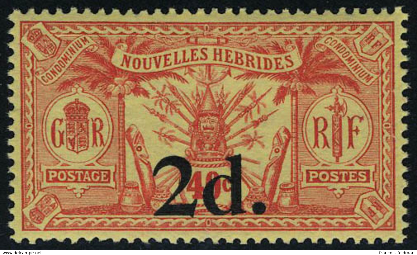 Neuf Sans Charnière N° 69, 2d Sur 40c Rouge Sur Jaune T.B. - Altri & Non Classificati