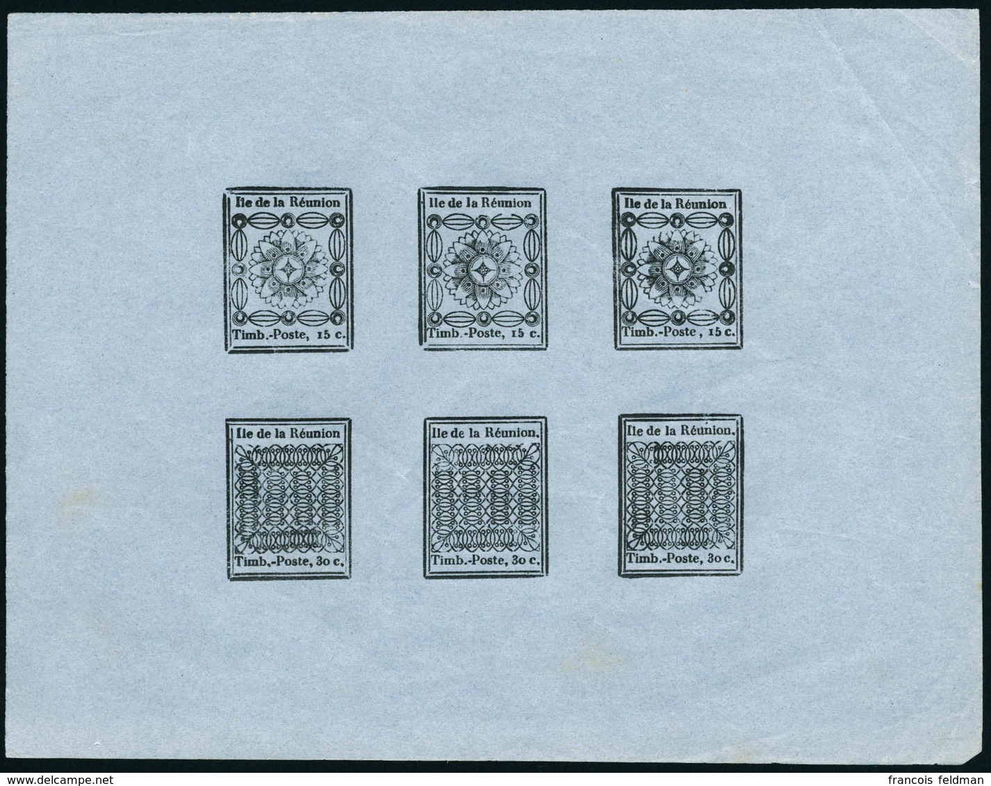 Neuf Sans Gomme N°1a/2b. 15c Et 30c Réimpression. Feuillet De 3 Paires Sur Papier Mince Bleuté. T.B. - Altri & Non Classificati