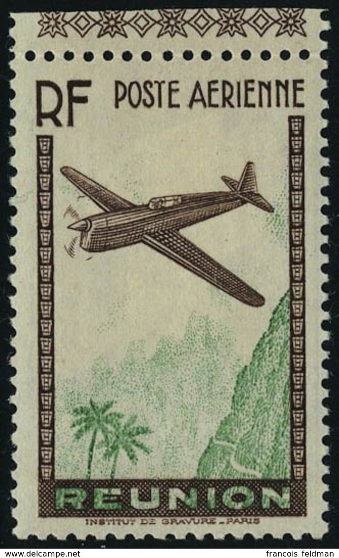 Neuf Avec Charnière N° 5, Avion En Vol, Brun Et Vert-jaune, Valeur Faciale Absente Et Variété : Fond Déplacé Vers Le Bas - Altri & Non Classificati