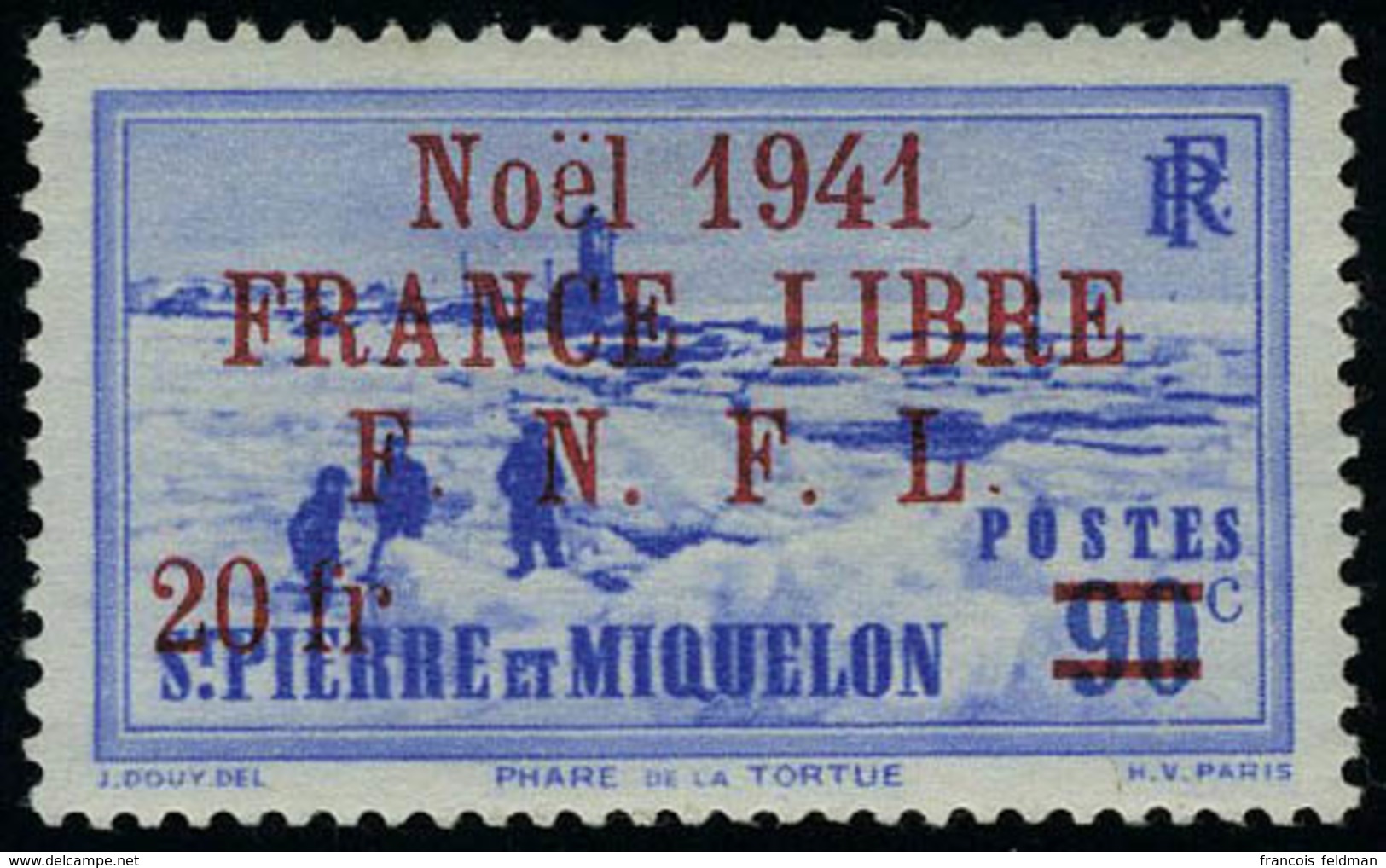 Neuf Avec Charnière N° 212/231, La Série Complète Surchargée Noel 1941 France Libre FNFL En Rouge, TB, Signé A Brun Et C - Altri & Non Classificati