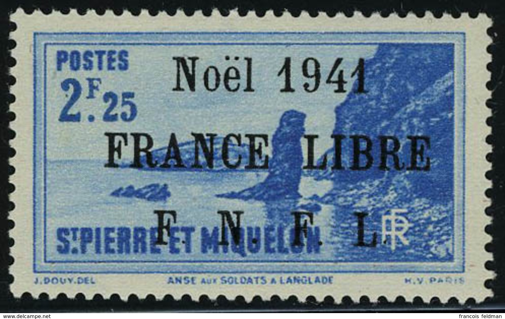 Neuf Sans Charnière N° 227, 2.25 Noel Noir, T.B. - Autres & Non Classés