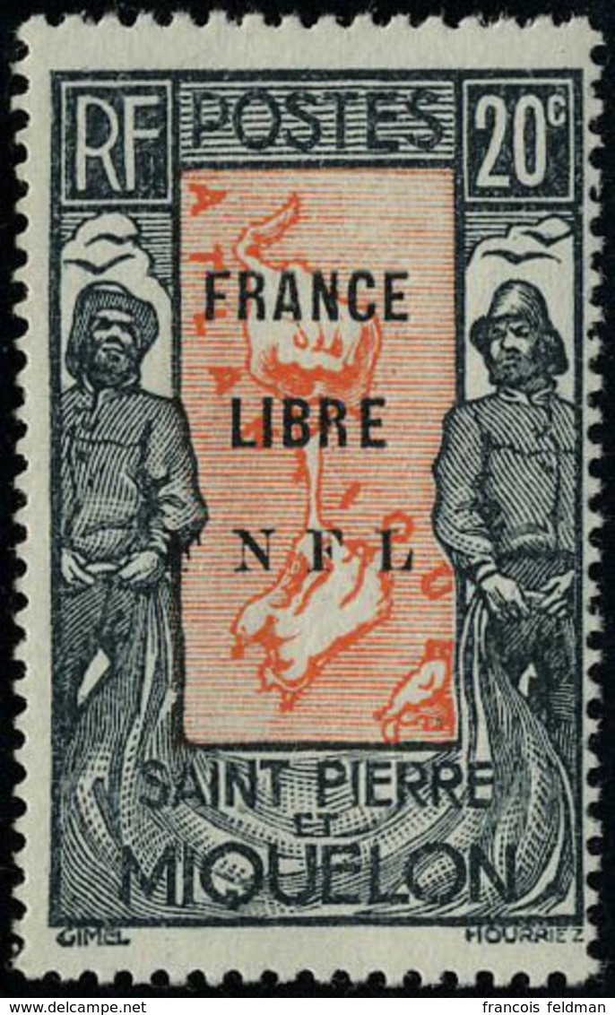 Neuf Sans Charnière N° 285, 20c Noir Et Rouge Orange Surchargé France Libre FNFL,  TB Signé A Brun - Altri & Non Classificati