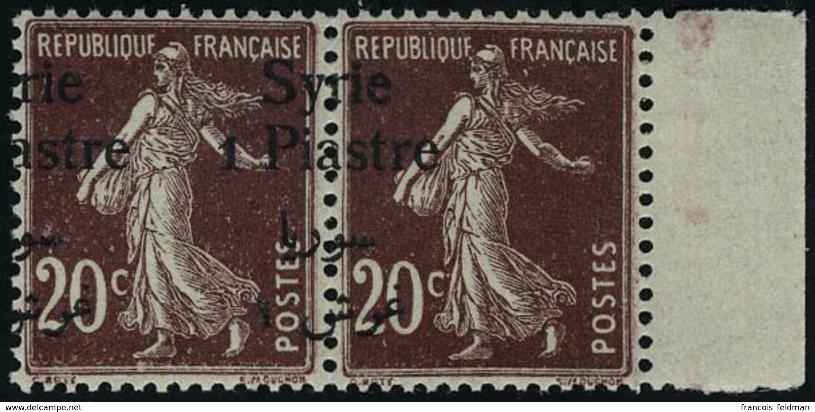 Neuf Sans Charnière N° 109, 1p Sur 20c Lilas Brun Semeuse, Paire Hor Surchrage à Cheval, Bdf, TB - Altri & Non Classificati