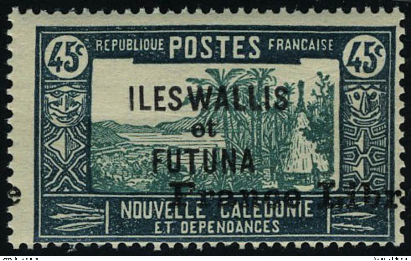 Neuf Sans Charnière N° 105, 45c Vert France Libre Surcharge Décalée Horizontalement T.B. Maury - Altri & Non Classificati