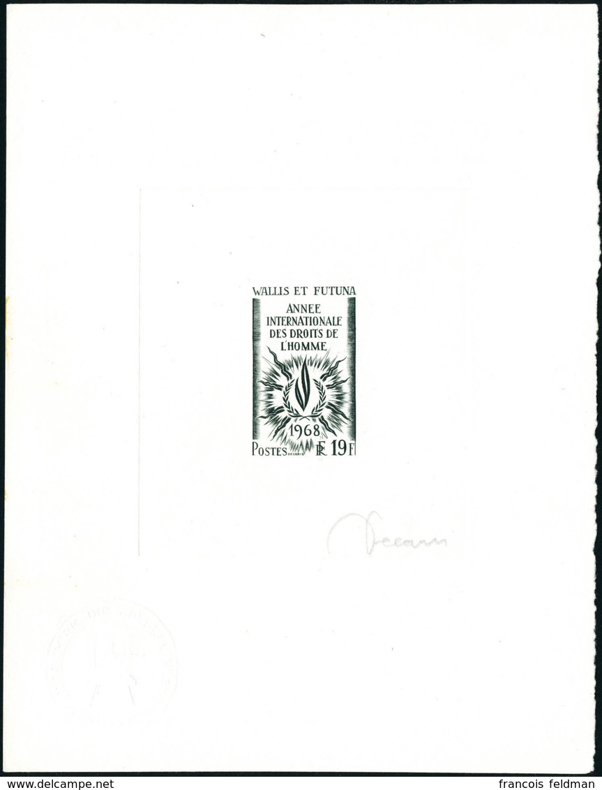 N°173. 19f Droits De L'Homme. Epreuve D'artiste En Noir. Cachet à Sec De Contrôle. T.B. - Altri & Non Classificati