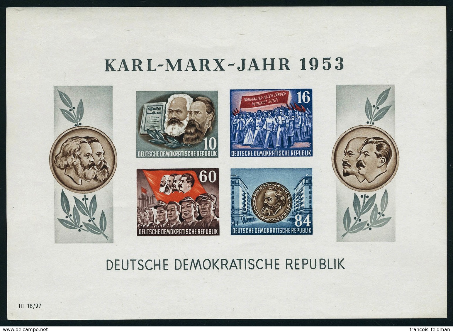 Neuf Sans Charnière N° 2/3, 70è Anniversaire De Karl Marx, Les 2 Blocs Dentelés + Non Dentelés, T.B. - Sonstige & Ohne Zuordnung