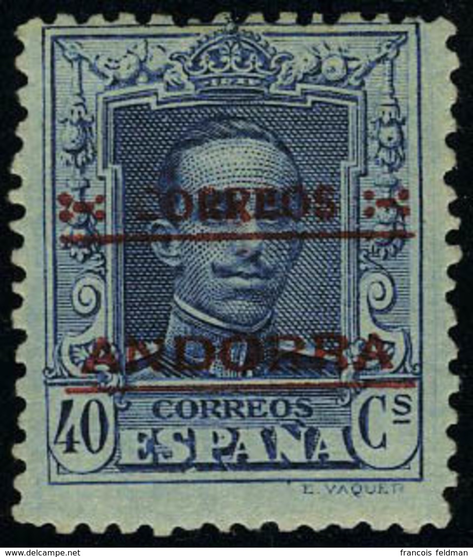 Neuf Avec Charnière 40c Bleu Dentelé 13 X 12 1/2, A 000.000 Au Verso, Cl, T.B. - Altri & Non Classificati