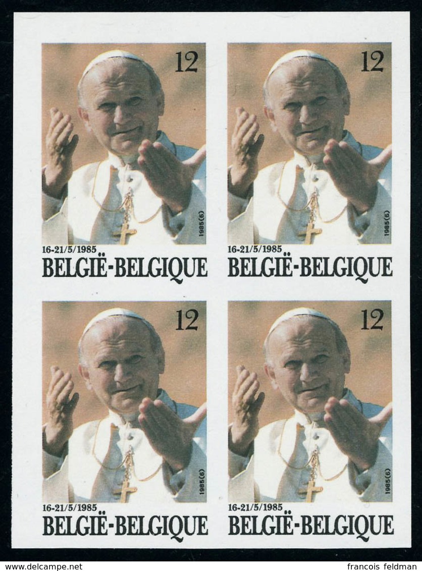 Neuf Sans Gomme N° 2166, Visite Du Pape Jean Paul II ND En Bloc De 4 Avec N° Au Verso, T.B. Cote COB - Altri & Non Classificati