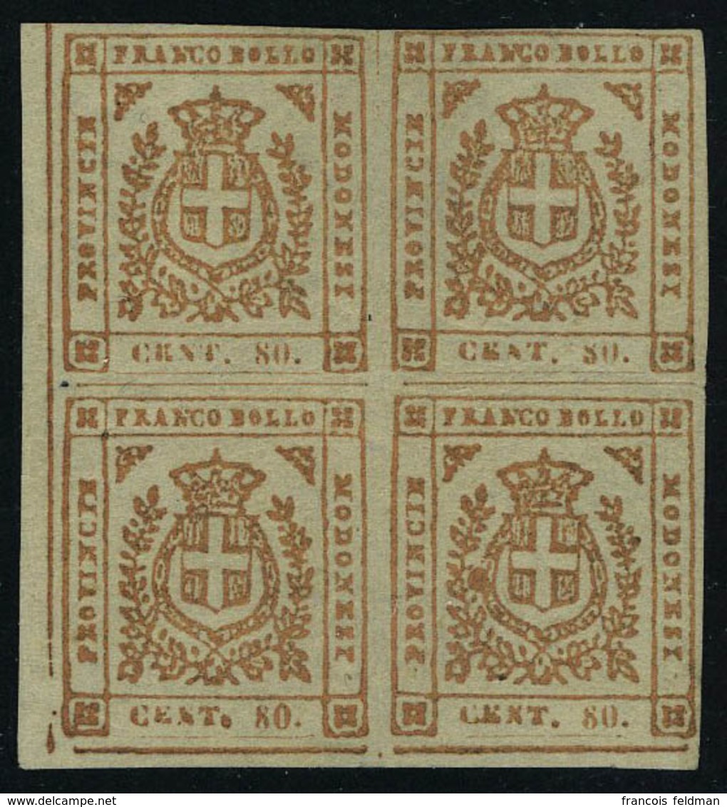 Neuf Avec Charnière N° 11, 80c Brun Orange, Bloc De 4, Bdf, Superbe, Signé Diéna. Sassone 18 : 1350€ - Altri & Non Classificati