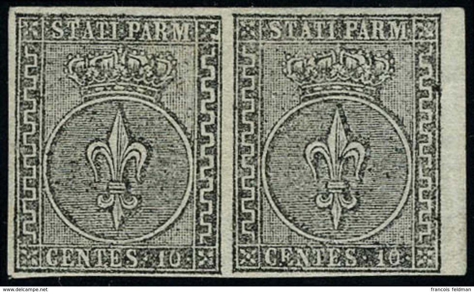 Neuf Avec Charnière N° 2, 10c Noir Sur Blanc, Paire Hor., Bdf, Superbe, Signé Diéna, Sassone 2 - Sonstige & Ohne Zuordnung