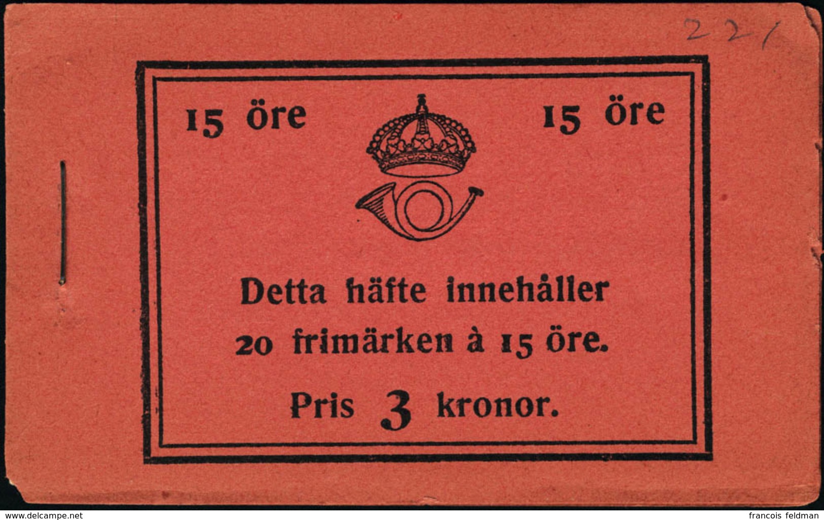 Neuf Sans Charnière Carnet N°C196.  15ore Rouge. Carnet Complet De 20 Timbres. Prix 3Kr. T.B. - Altri & Non Classificati