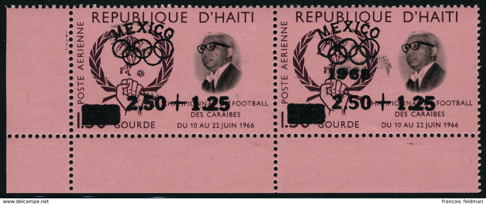 Neuf Sans Charnière N° 591/2, + PA 361/62, JO De Mexico 1968, Paire Hor. : Surcharge Sans 1968 Tenant à Surcharge Normal - Altri & Non Classificati