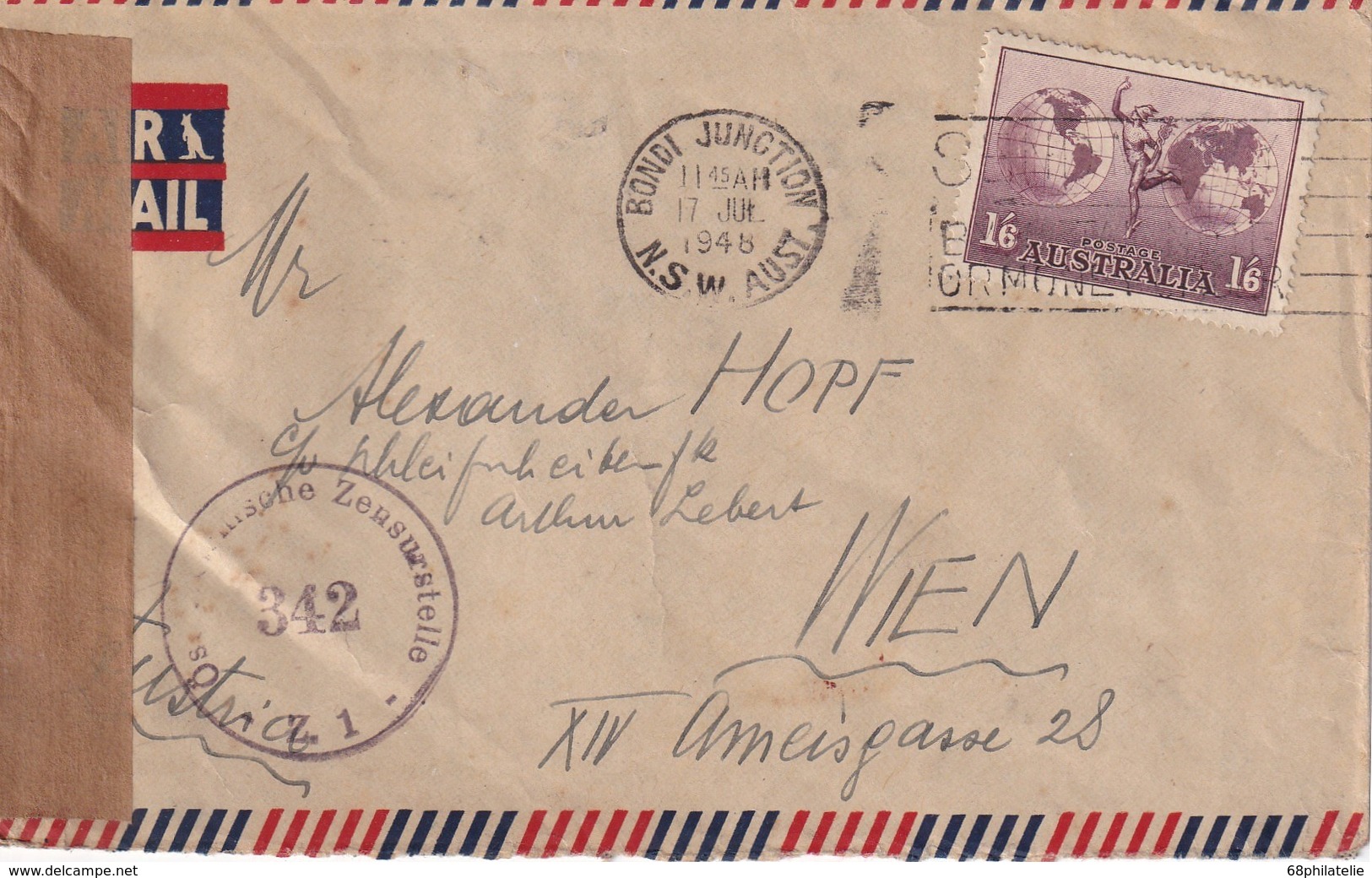 AUSTRALIE 1948 LETTRE DE SYDNEY POUR VIENNE CENSUREE - Cartas & Documentos