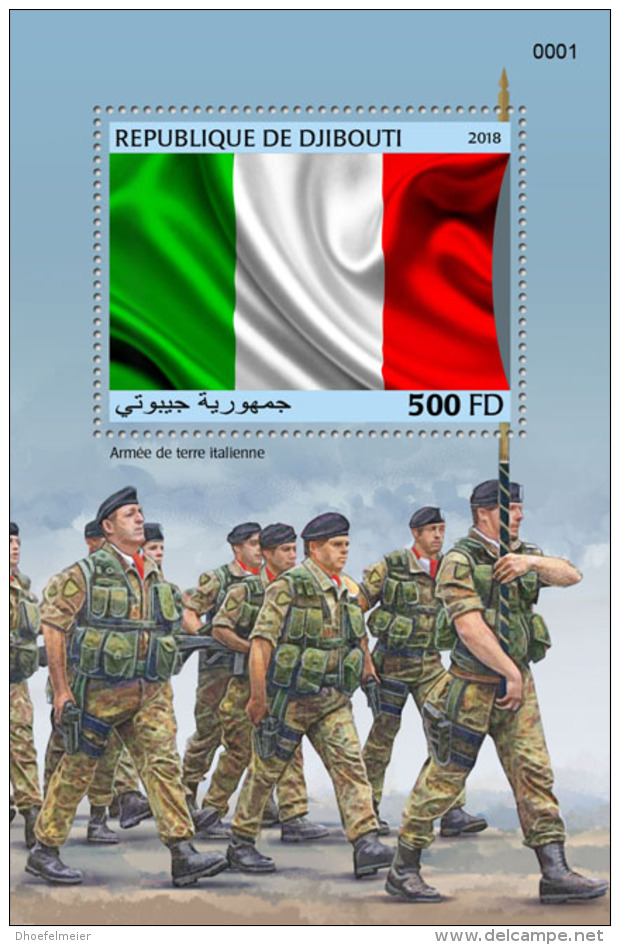 DJIBOUTI 2018 MNH** Italian Flag Italienische Fahne Drapeau Italien S/S - IMPERFORATED - DH1829 - Francobolli