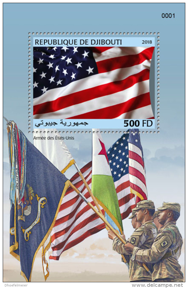 DJIBOUTI 2018 MNH** USA Flag Amerikanische Fahne Drapeau Americain S/S - OFFICIAL ISSUE - DH1829 - Francobolli