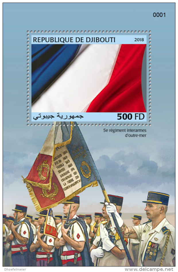 DJIBOUTI 2018 MNH** French Flag Französische Fahne Drapeau Francais S/S - IMPERFORATED - DH1829 - Francobolli