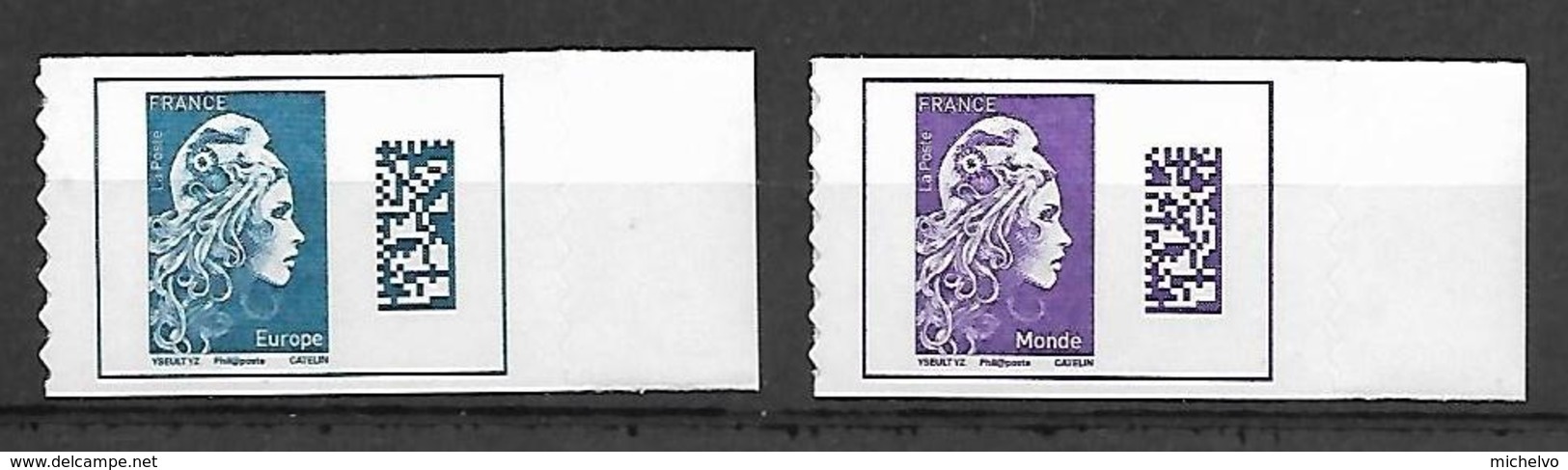 France 2018 - Yv N° 1603 & 1604 ** - Marianne L'engagée (ADHESIFS) ** - Unused Stamps