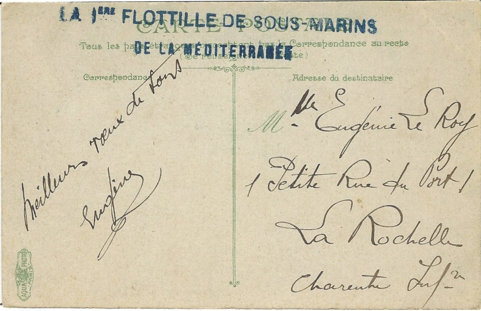 1913- C P A De Toulon En F M  " LA 1ère FLOTILLE DE SOUS-MARINS / DE LA MEDITERRANEE " - Military Postmarks From 1900 (out Of Wars Periods)