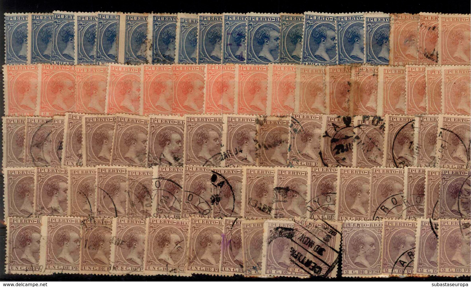 Puerto Rico. Lote de 1000 sellos usados. Ideal para estudio de matasellos.