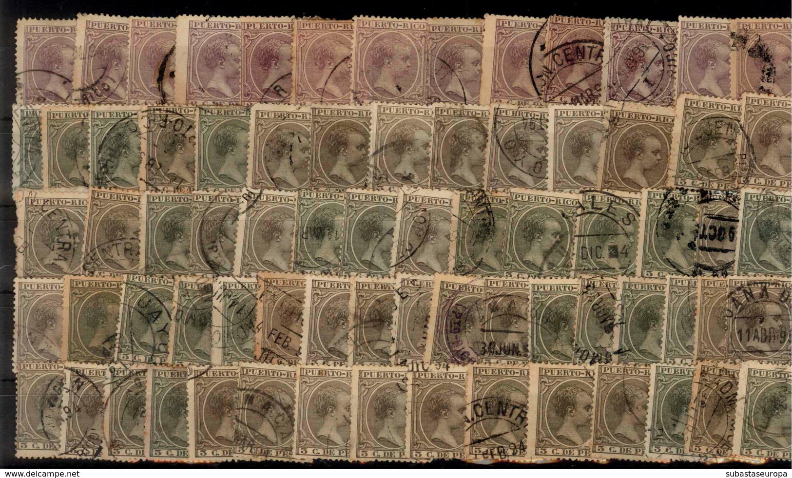 Puerto Rico. Lote de 1000 sellos usados. Ideal para estudio de matasellos.