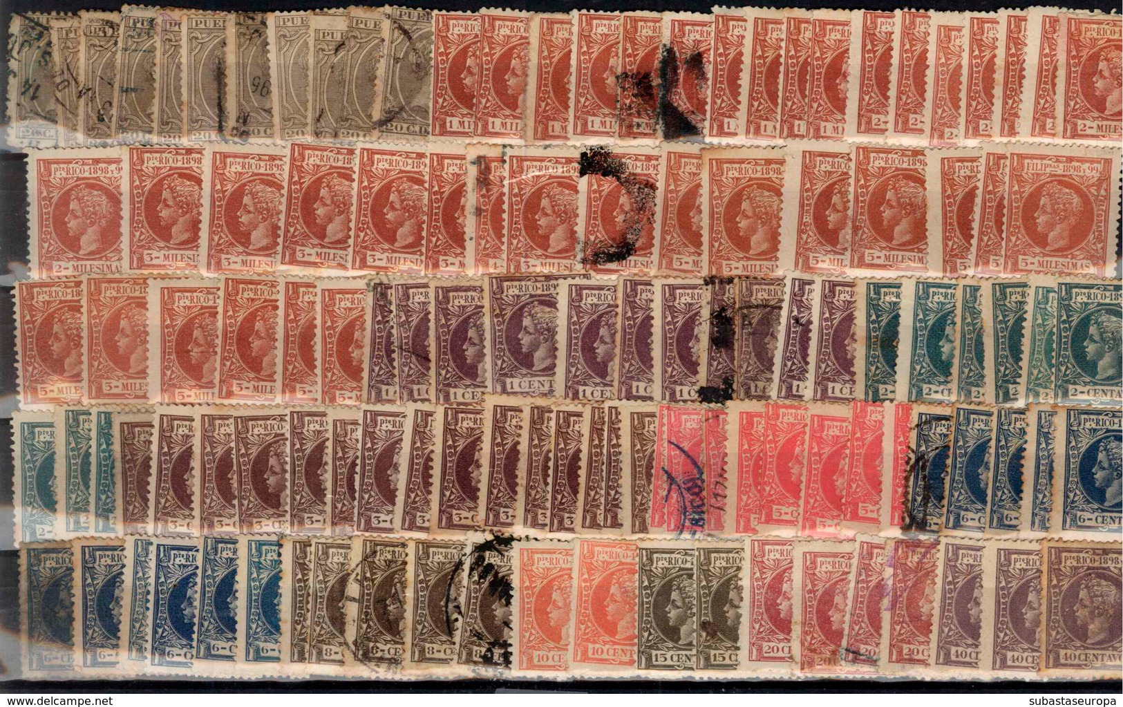 Puerto Rico. Lote de 1000 sellos usados. Ideal para estudio de matasellos.