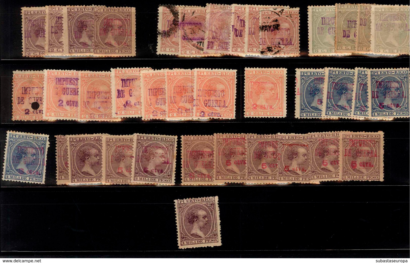 Puerto Rico. Lote de 1000 sellos usados. Ideal para estudio de matasellos.