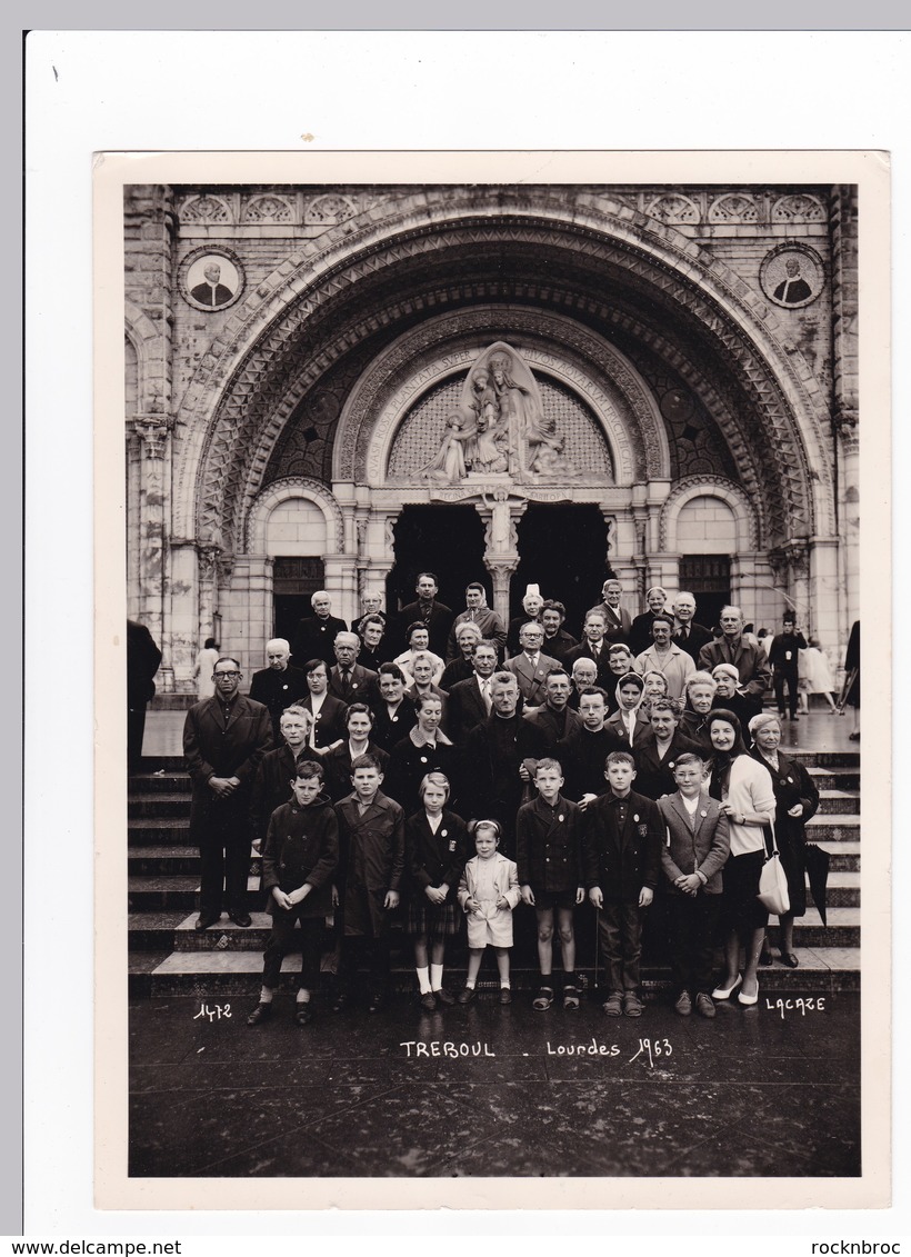 Ancienne Photo Groupe Douarnenez Treboul Pèlerinage Lourdes 1963 - Personas Anónimos