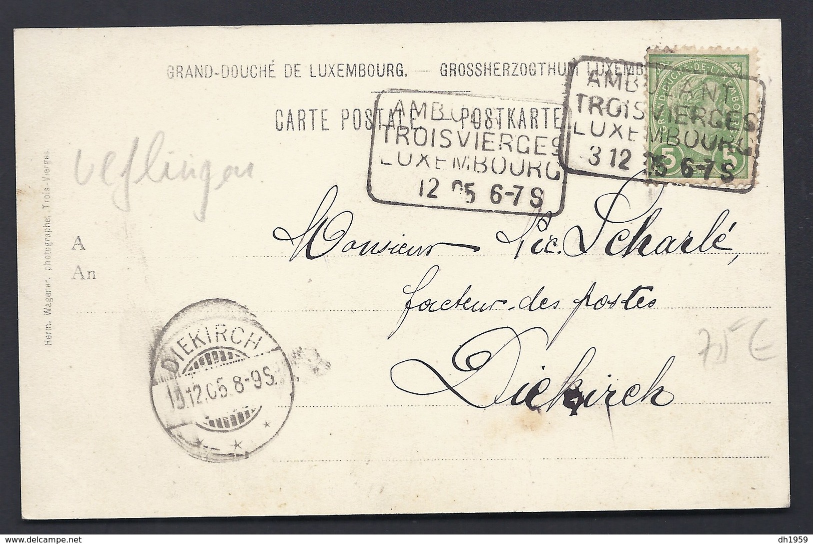 1905 AMBULANT TROIS-VIERGES LUXEMBOURG GARE CENTRALE ULFLINGEN Pour DIEKIRCH - Ulflingen