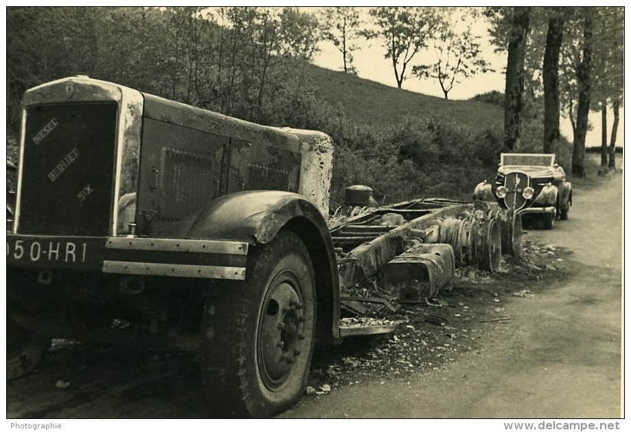 France Mémoires D'une Dépanneuse Accident De Camion Berliet Ancienne Photo 1935 - Cars