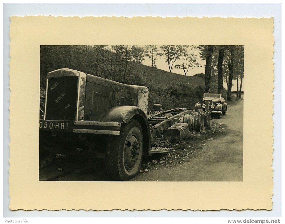 France Mémoires D'une Dépanneuse Accident De Camion Berliet Ancienne Photo 1935 - Cars