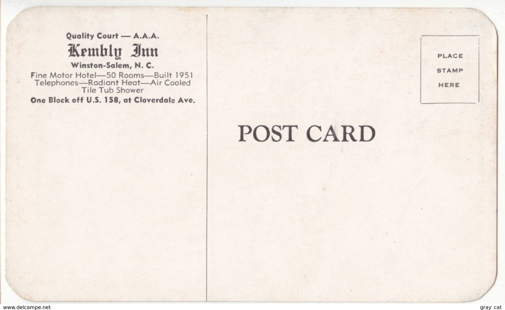 Kembly Inn, Winston-Salem, N.C., Unused Postcard [21571] - Winston Salem