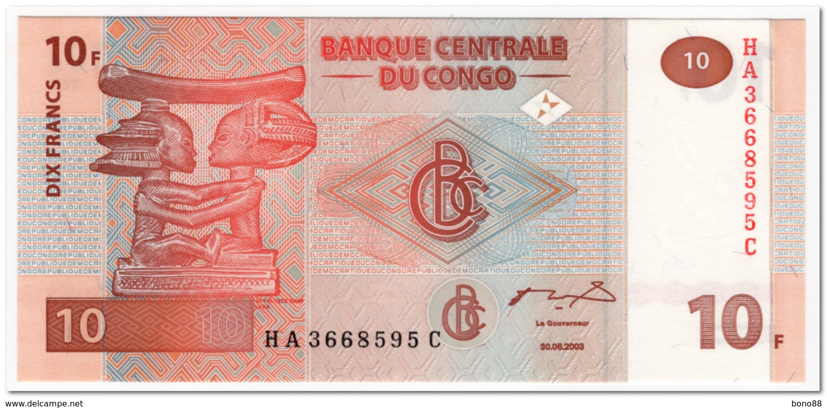 CONGO,10 FRANCS,2003,P.93, UNC - Democratic Republic Of The Congo & Zaire