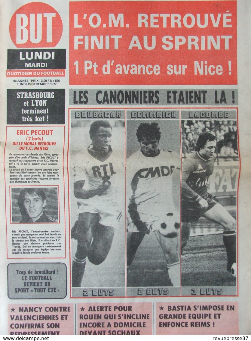 Football - Journal BUT N°596 (19 Déc 1977) O.M - Strasbourg - E Pécout - Rouen - Bastia - 1950 à Nos Jours