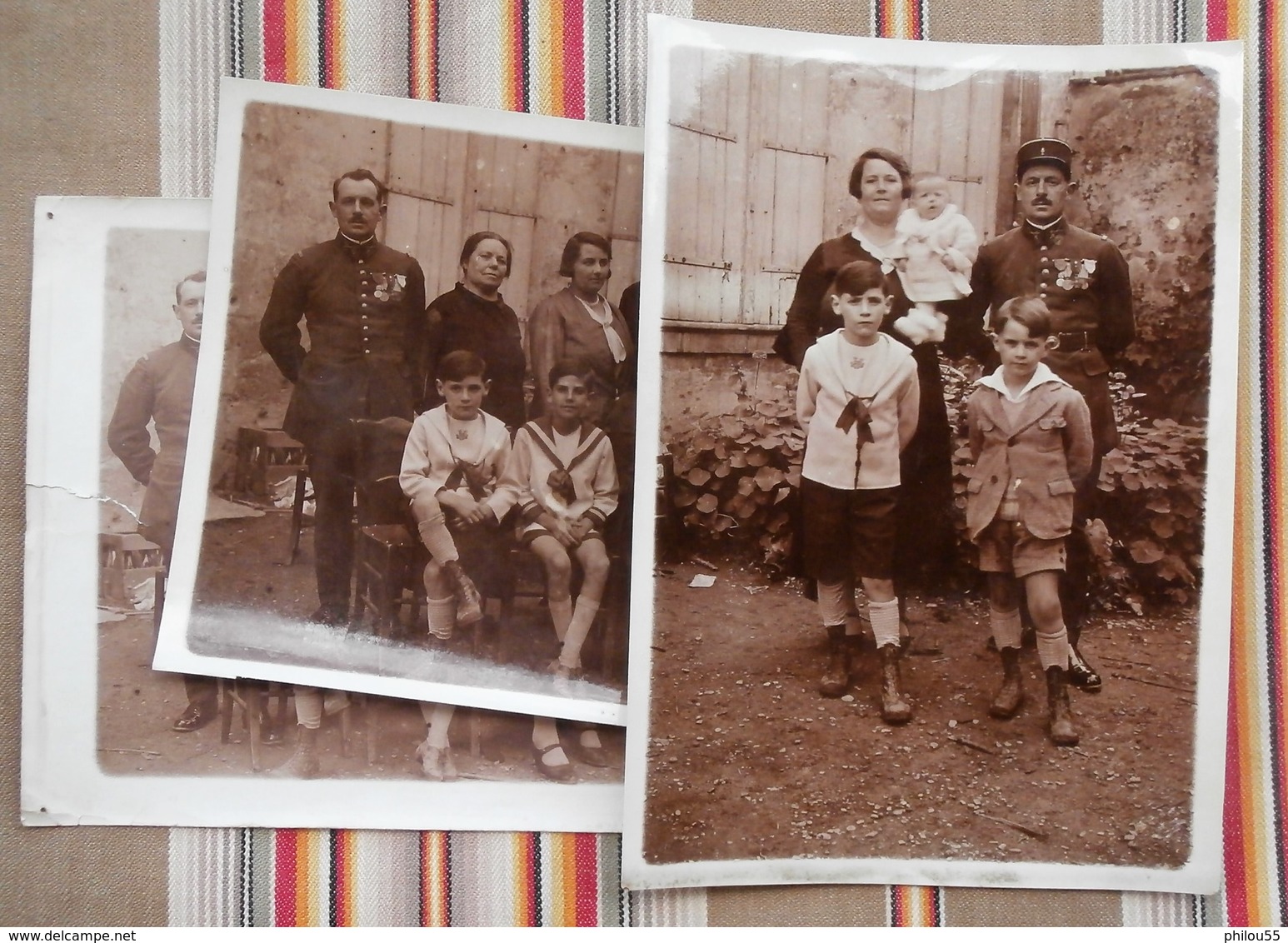 Lot De 3 Photos Animees Militaire Famille, Officier,medailles A Identifier - Guerra, Militari